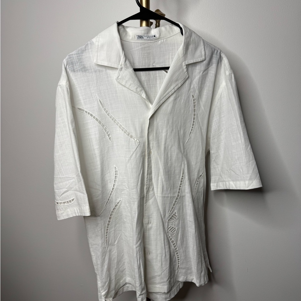 Zara White Textured Shirt
